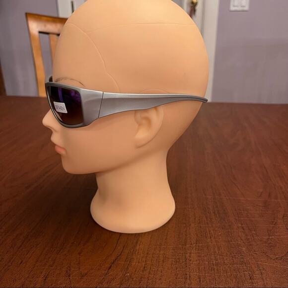 Mirrored Rectangular Sunglasses Silver Gray 130mm - Picture 7 of 10